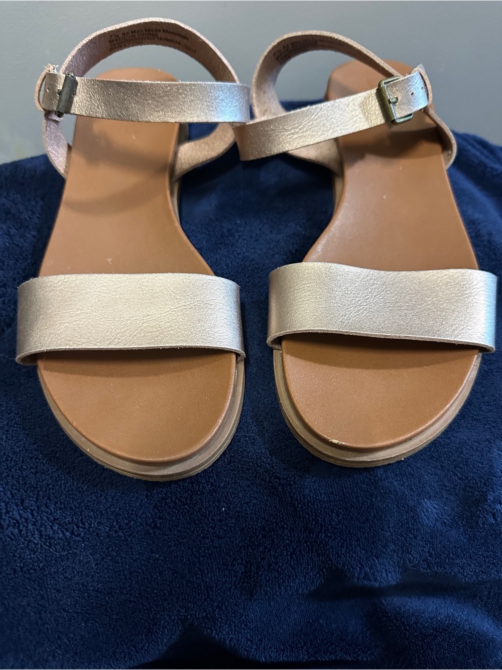 Universal Thread Metallic Rose Gold Ankle-Strap Sandals